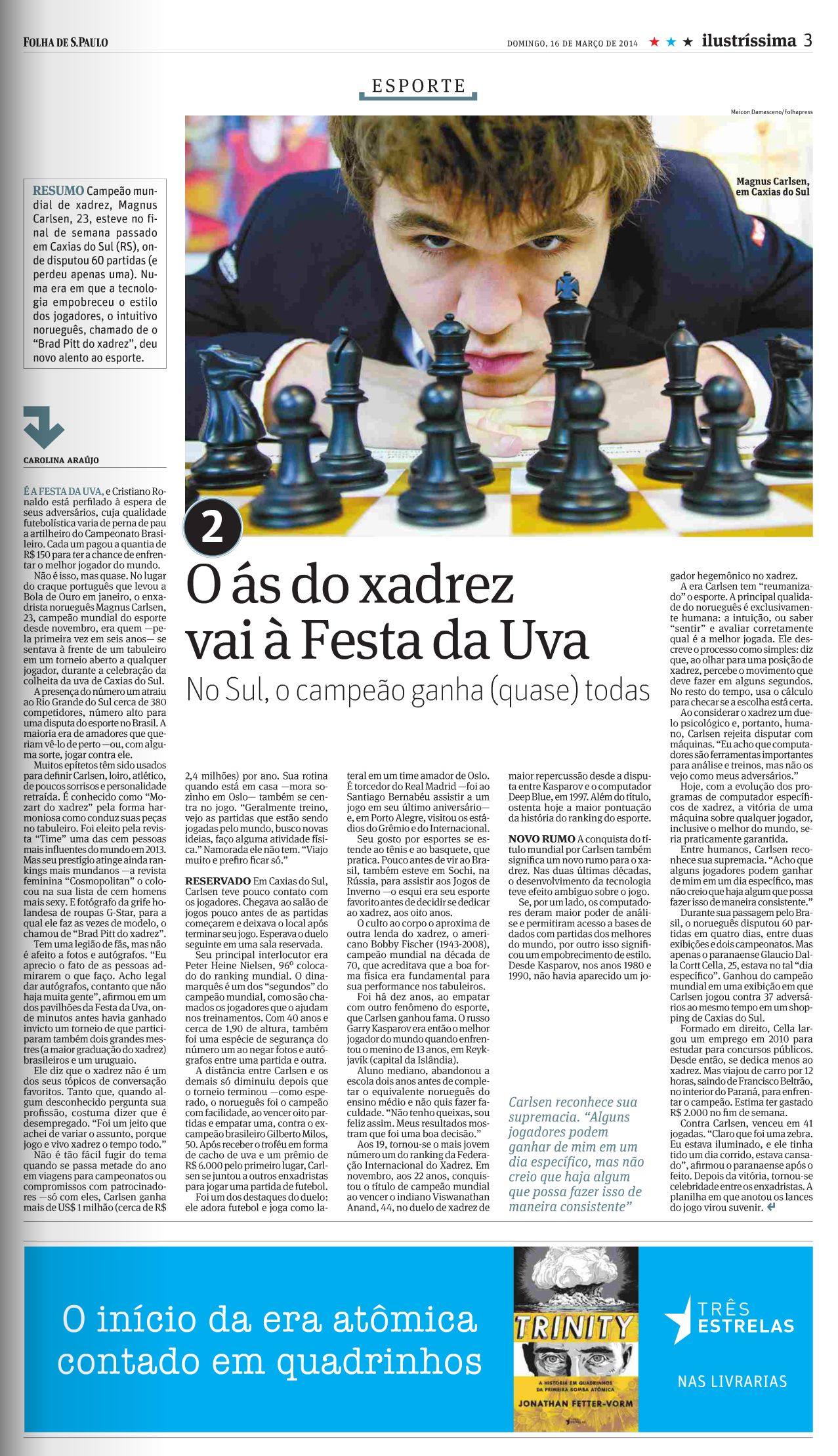 MAGNUS CARLSEN – CONFIRMADO em Caxias do Sul / RS no Internacional de  Xadrez da Festa da Uva